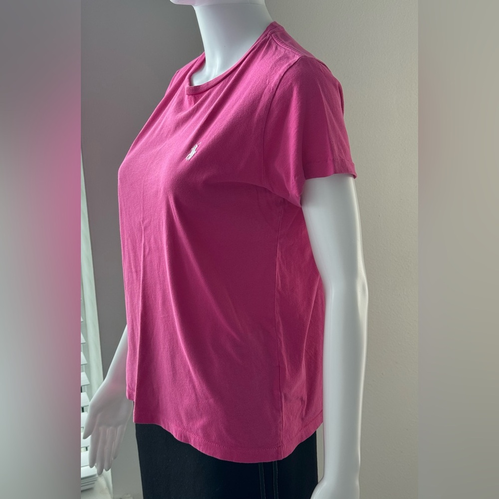 Polo Ralph Lauren Women's T-shirt size L pink color with a round neck. - Picture 8 of 13